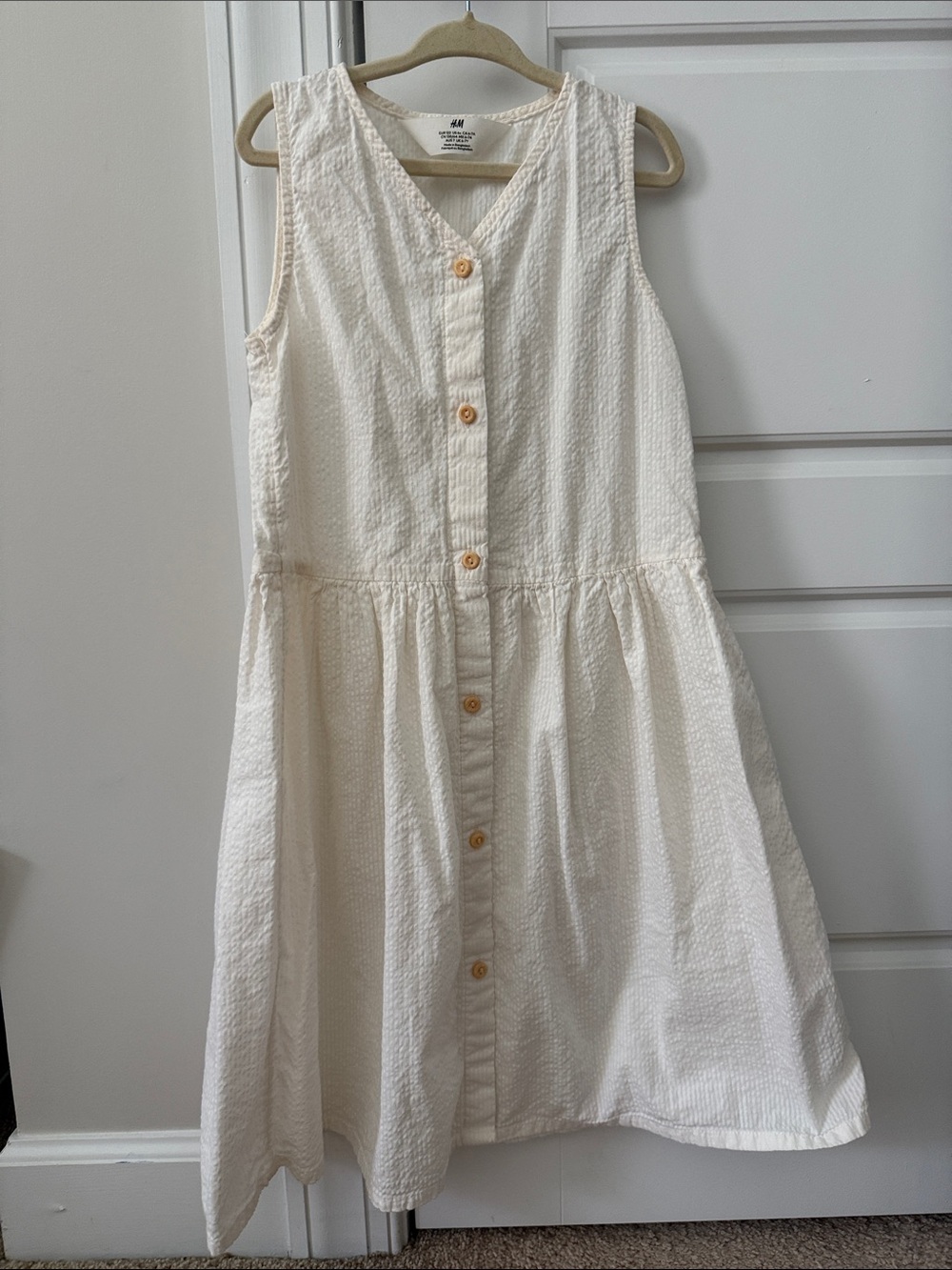 H&M Cream Button-Front Sleeveless Dress